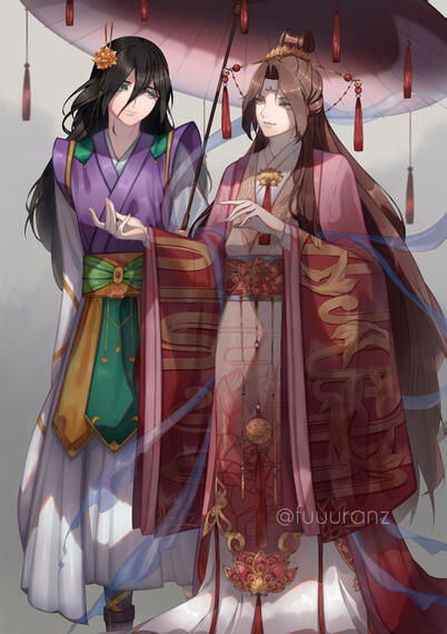 full colored full body couple